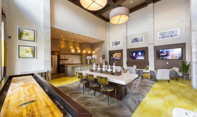 a room with tables and chairs